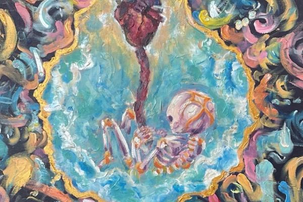 Skeleton Heart Painting