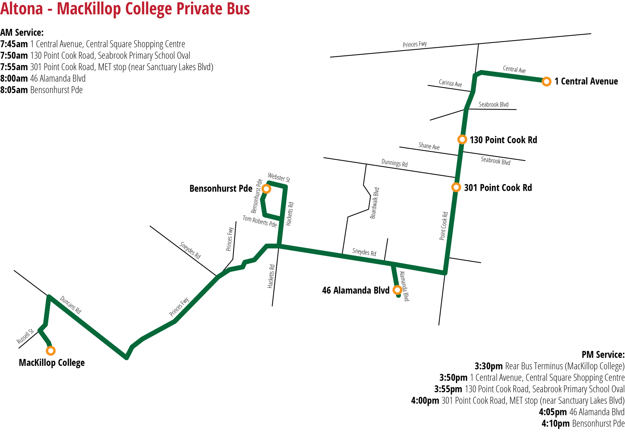 Altona - MacKillop College Private Bus